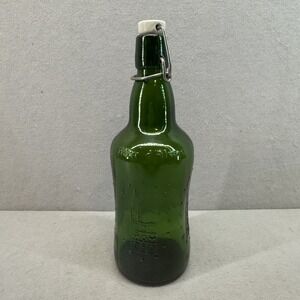 Vintage Fischer Biere d'Alsace Green Swing Porcelain Top Beer Bottle France